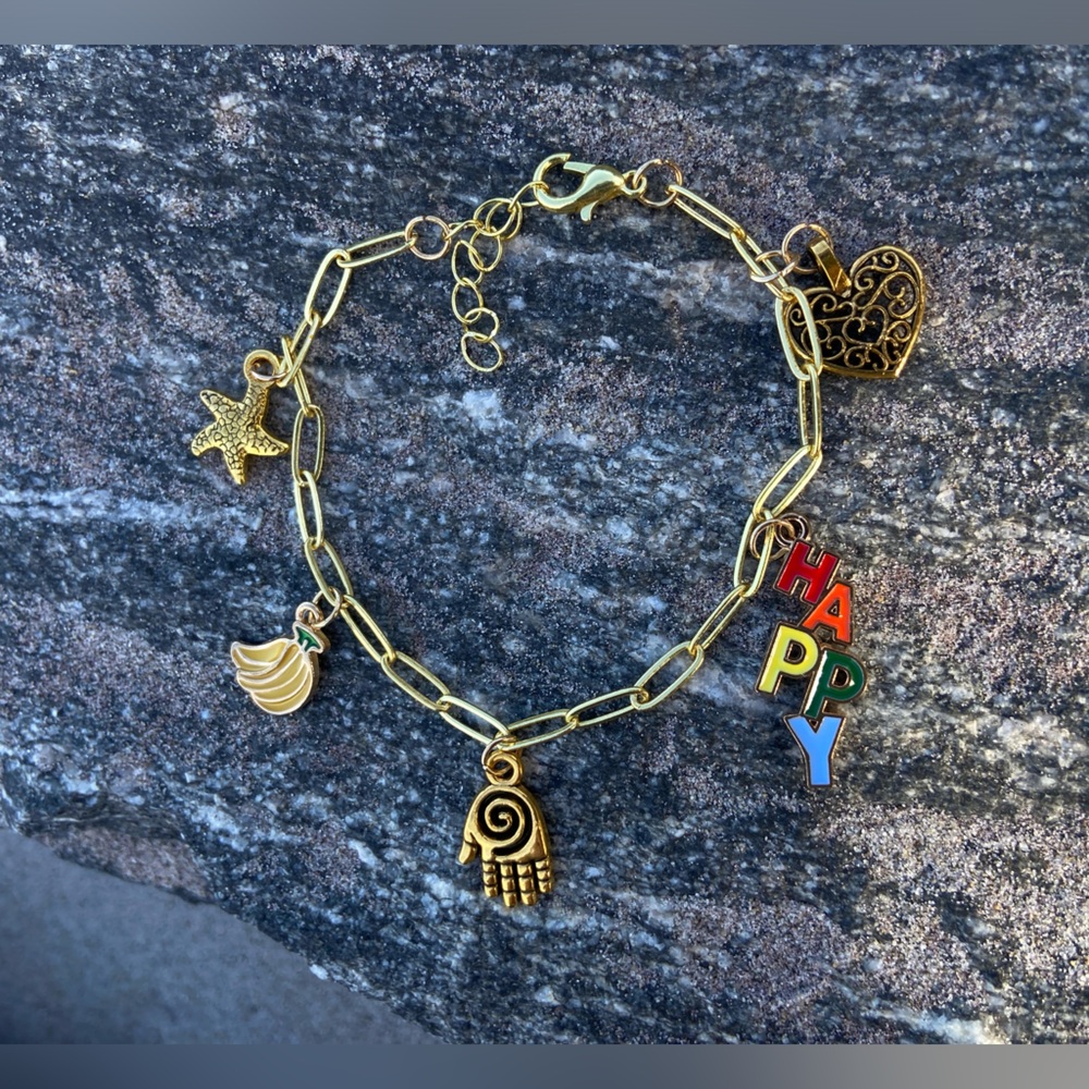 Gold Charm Bracelet - Handmade